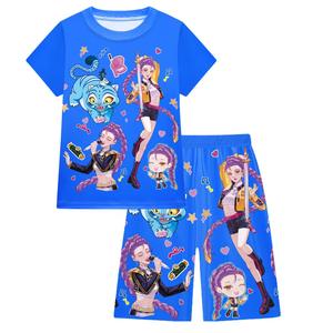 เสื้อการ์ตูน K-Pop Kpop Demon Hunters ชุดกีฬาสองชิ้น ชุดนอนน่ารัก สบายๆ ระบายอากาศได้ดี เนื้อผ้านุ่ม ชุดนอนใส่สบายๆ ชุดอยู่บ้าน - Product Image 6