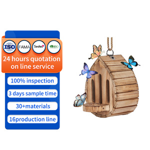 Casa <span class=keywords><strong>de</strong></span> <span class=keywords><strong>Mariposas</strong></span> <span class=keywords><strong>de</strong></span> Madera para Exteriores, Hábitat Natural para Insectos con Ranuras Verticales y Cuerda para Colgar, Decoración <span class=keywords><strong>de</strong></span> Jardín - Product Image 1