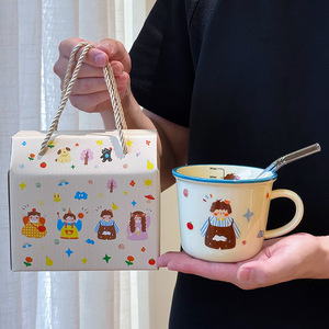 Taza de Cerámica con Diseño de Dibujos Animados, con Asa, en Caja de Regalo para Niños y Familia, Primavera 2025, Diseños Amarillo, Rosa y Azul - Product Image 2