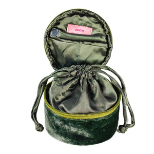 Terciopelo joyería redondo monedero bolsa personalizada cremallera bordado embalaje Greenfinch flores Salvia oscura bolsa collar pulsera caja - Product Image 4