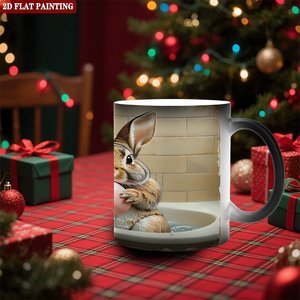 Frosted Black 11oz <b>Ceramic</b> Mug Heat Sensitive Blank <b>Cup</b> For Festival Gift - Product Image 2