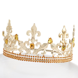 Couronne royale dorée GTP14 vintage avec strass et pointes pour costume, fête à thème médiéval - Product Image 4