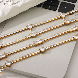 18K Gold Plated Stainless Steel Zircon <b>Bracelet</b> Anti-fade Shiny Wrist Jewelry For Women - Product Image 3