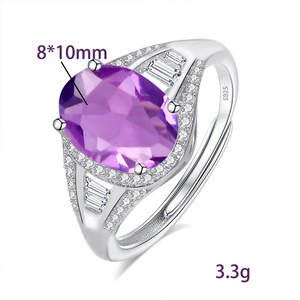 High Quality 8*10mm Yellow Crystal <b>Adjustable</b> <b>Rings</b> Natural Stone 925 Sterling <b>Silver</b> Women's Statement Jewelry Wholesale - Product Image 6