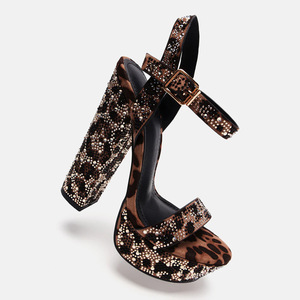 Women's Leopard Print Rhinestone Platform Heels Bold Party Statement <b>Sandals</b> - Product Image 2