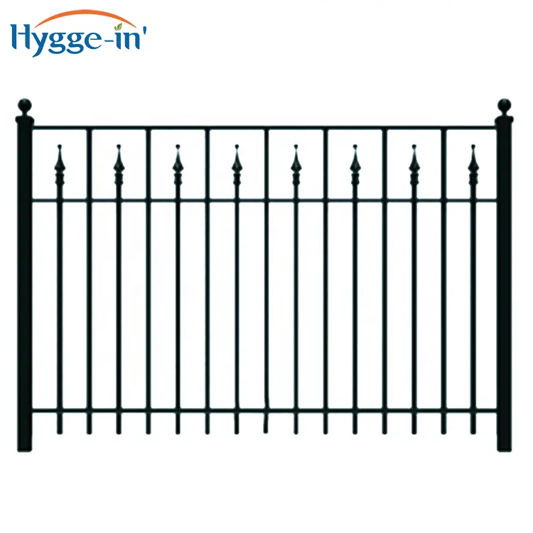 Panneaux de clôture en acier ou en aluminium galvanisés enduits de poudre noire de taille personnalisée de haute qualité pour l'extérieur