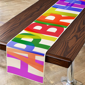 Colorful Polyester/Cotton Happy Birthday Vintage Oilproof Table Runner for Indoor/Outdoor Home Use Kitchen <b>Dining</b> <b>Room</b> Decor - Product Image 2