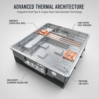 Casing Heatsink Aluminium CNC Kustom dengan Pipa Panas Tembaga Terintegrasi untuk Inverter Daya Telekomunikasi