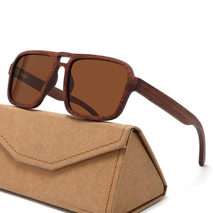 Gafas de Sol de Aviador de Madera para Hombre, Lentes Polarizadas TAC con Protección UV400 W6064, Estilo para Pesca y Conducción - Product Image 5