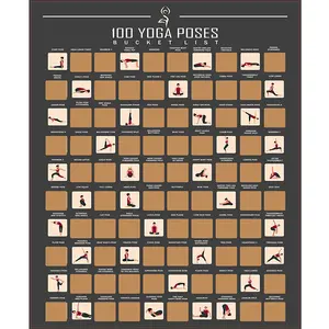 100 Yoga Poses - Scratch Posters Bucket List Instructional Graphic Poster for Yoga Studio 100 Things to do Scratch off Poster