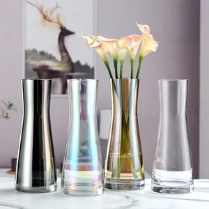 Vasos de vidro decorativos multicoloridos, vasos revestidos e multicoloridos para decoração de casa, sala de estar, vasos de vidro