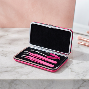 Pinzas Profesionales DLUX Coreanas para Extensión de Pestañas, de Acero Inoxidable Rosa Intenso, las Mejores del Mundo, Venta al Por Mayor OEM - Product Image 3