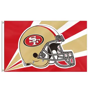 Banderas y banderines personalizados para eventos deportivos, Bandera de fábrica de poliéster 100%, 3x5 pies, 49ers, envío rápido de la NFL