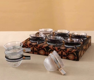 QIANHU ensemble de manches de tasse à café en cuir personnalisé clair <span class=keywords><strong>Kawa</strong></span> 6 pièces tasse à boire en céramique avec logo en verre tasses à thé expresso turques - Product Image 4