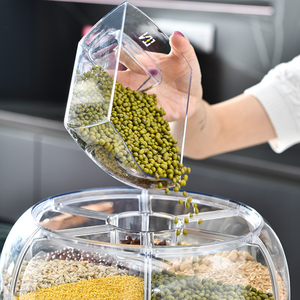 Distributeur de riz HOT pour la cuisine Boîte de stockage de céréales à grains alimentaires rotative à 6 grilles et étanche à l'humidité - Product Image 2
