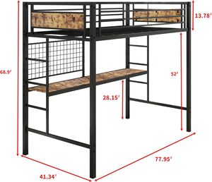 Cama Alta de Acero Premium con Escritorio, Diseño Moderno que Ahorra Espacio, Cama Alta para Adultos, Estructura Metálica Resistente, Fabricante de Camas - Product Image 5