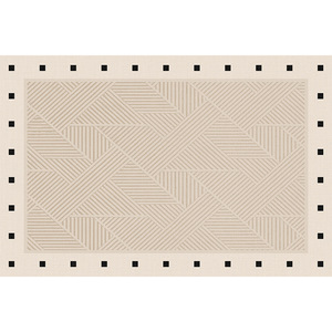 Alfombra Geométrica Estilo Francés Color Crema, Rectangular, de Fibra de Poliéster, Nuevo Diseño 2025 para Sala de Estar, Dormitorio, Hogar - Product Image 1