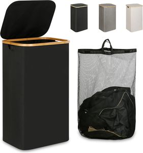 Wholesale Household Foldable <b>Storage</b> Fabric <b>Hamper</b> Laundry Basket Bamboo Laundry <b>Hamper</b> With Lid - Product Image 1