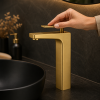 Robinet de lavabo luxueux en or brossé, robinet mélangeur monotrou pour lavabo, adapté aux hôtels et aux salles de bain à domicile