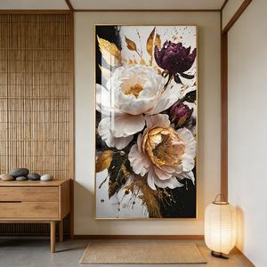 Peinture LED en porcelaine de cristal pour décoration murale de salon, motif floral, impression HD personnalisée, vente en gros d'usine - Product Image 6