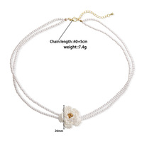 Collier ras-de-cou fait main en perles et fausses perles, laiton plaqué or 18 carats, série florale blanche, bijoux pour femme, mariage, mariée