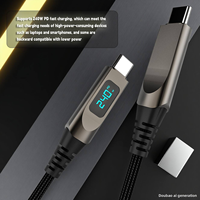 Kabel USB-C ke USB-C 240W dengan Layar Digital LED, Pengisian Cepat 6A, Kabel PD Berlapis, Inti Tembaga Murni, Chip E-Marker