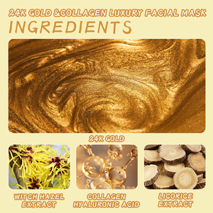 Masque facial de soin de la peau coréen personnalisé à faible MOQ, blanchissant et hydratant, masque facial au collagène d'or 24 carats pour femmes - Product Image 4