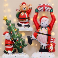 Ballons de Noël géants 3D en forme de Père Noël, d'ours et d'arbre de Noël en aluminium pour les fêtes d'hiver à la maison et dans le jardin