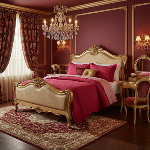 Juego de Cubrecama Acolchado Floral <span class=keywords><strong>Reversible</strong></span> Rojo y Rosa, Cubrecama Moderno de Microfibra Ultra Suave con Borde Festoneado y Fundas de Almohada, Estilo Hotel - Product Image 4