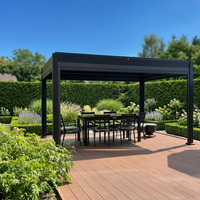 Elektrische Smarte Schwerlast-Aluminium-Pergola mit Einziehbarem Dach, Windbeständigen Zip-Screens, Freistehender Pavillon für Poolbereich, Garten und Terrasse