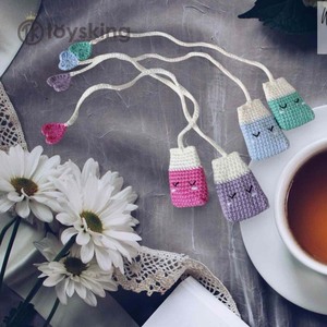 Marcapáginas de Ganchillo Hecho a Mano con Forma de Bolsita de Té - Regalo Creativo para Amantes de los Libros y del Té, Accesorio de Lectura Único, Marcapáginas <span class=keywords><strong>Amigurumi</strong></span> - Product Image 5