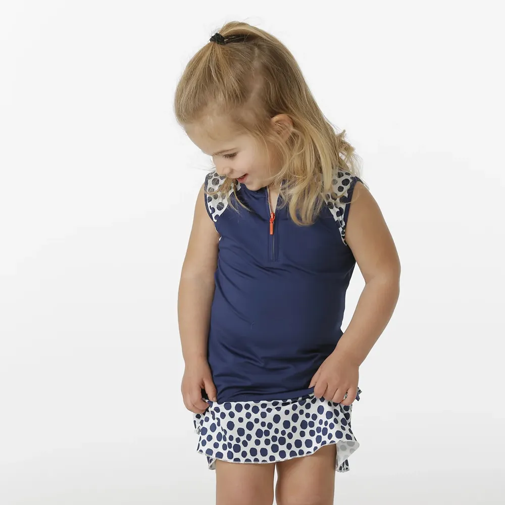 Custom High Quality Toddler Girls Sleeveless Performance Contrasting Trim Polo Shirt Girl Kids Polo T-Shirt