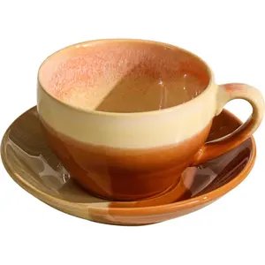 Nordic ins creative personalized ceramic cup and saucer combination afternoon tea milk coffee cup kiln-turned ceramics
