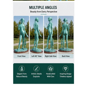 Sculptures d'extérieur en bronze Yuda, fabricant direct, couleur verte, statue de femme nue en bronze coulé, sculptures d'art érotiques nues à vendre - Product Image 4