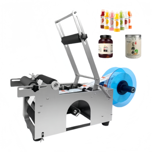 Machine d'étiquetage adhésif semi-automatique de bureau manuelle pour bouteilles rondes en verre et en plastique de taille moyenne et petite - Product Image 3