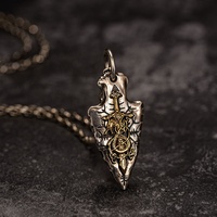 Pendentif épée de dragon Rune en cuivre soudé en argent Collier Viking nordique Bijoux de mode