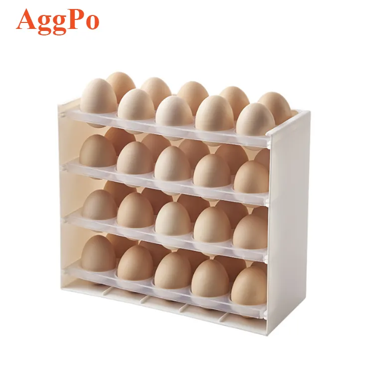 Contenedor de almacenamiento de 4 niveles para frigorífico, contenedor apilable de almacenamiento de huevos para puerta de refrigerador, 40 Uds.