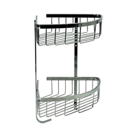 Étagère de salle de bain à 2 niveaux Étagère d'angle en métal Caddy de douche Organisateur de salle de bain Rangement auto-adhésif
