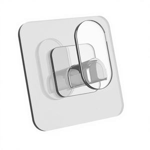 Crochets adhésifs transparents multifonctionnels classiques personnalisés, fixation murale sans trace, support de suspension étanche pour salle de bain et cuisine - Product Image 1