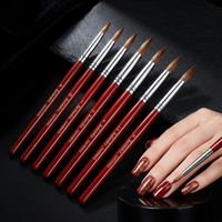 Pinceaux à ongles en poils de Kolinsky doux de qualité supérieure avec manche en bois de santal rouge pour une application de gel fluide et une sculpture 3D