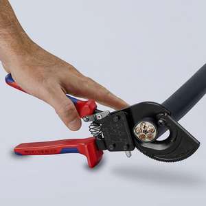 KNIPEX - 95 31 250 Cable Cutter (<b>ratchet</b> action) black lacquered, <b>handles</b> with multi-component grips - EAN 4003773043935 CUTTING - Product Image 2