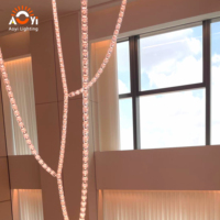 Lustre cascade personnalisé en grandes perles de cristal, suspension moderne en cristal pour escalier, hall d'hôtel, villa de luxe