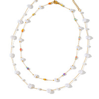 Collier de perles en acier inoxydable plaqué or 18 carats, bijoux fantaisie en gros, accessoires attrayants pour femmes TGXL14073