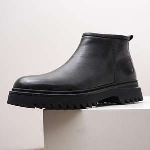 Zapatos de Invierno para Hombre de Cuero de Caña Alta - Superficie Suave, Forro de Lana Pura, Diseño Cómodo con Cremallera - Product Image 4