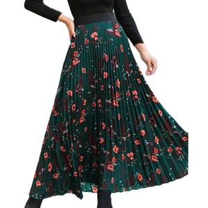 MANNI Gonna Lunga Avvolgente da Donna a Vita Alta in Chiffon con Stampa Floreale, Plissettata e con Volant - Product Image 1