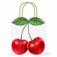 Petits sacs en papier cerise à poignée, lot de 8, bord ondulé, thème fruits, pour fête d'anniversaire, emballage personnalisé pour rouge à lèvres/bijoux/desserts cuits