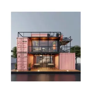 Container house tiny lovely home for living pink cabin double story Customizable Luxury Prefab Steel Structure