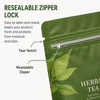 Sachet Doypack Personnalisé Imprimé pour Thé en Vrac et Thé aux Fleurs avec Fermeture Zip Refermable et Protection de l'Arôme