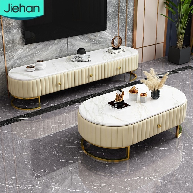 High Quality 2024 Luxury Modern Living Room Furniture Universal Marble Tv Stand Cabinet Unit Designs with Storage