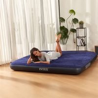 Intex Faltbare Aufblasbare Luftmatratze für Camping, Einzelbett, Verstärkt, für Outdoor und Zuhause, Große Beflockte Luftmatratze